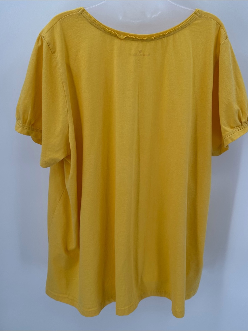 Woman Within Tee Womens 2X 26/28 Plus Yellow Gathered Scoop Neck Short Slv Top - Picture 2 of 11